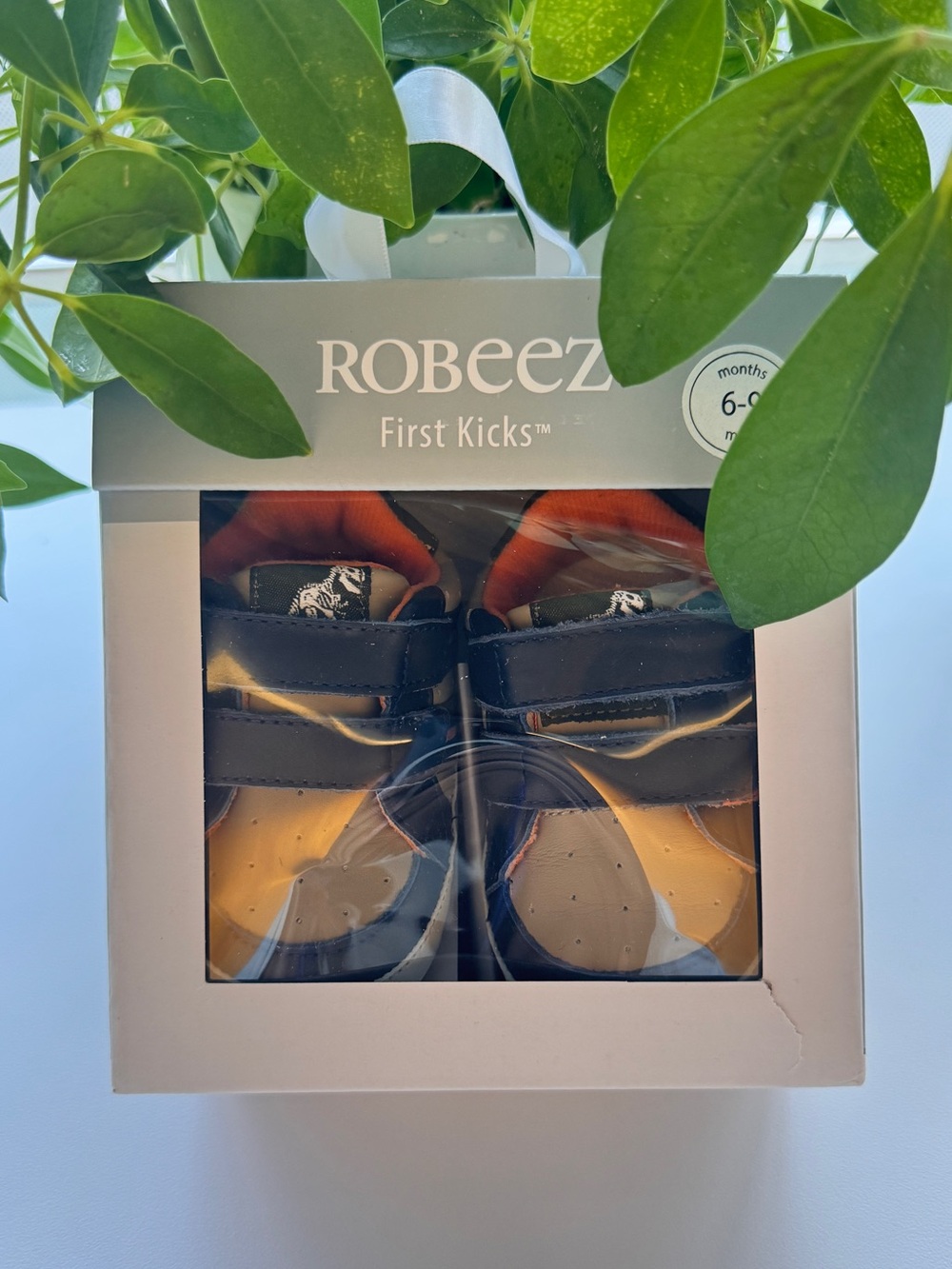 Robeez First Kicks Navy and Tan Baby Shoes